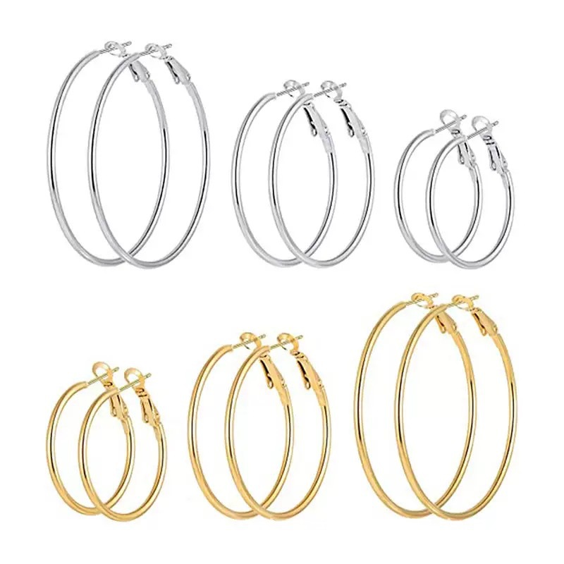 Европейские и американские серьги из нержавеющей стали 316L, большие серьги-кольца, экстравагантные простые кольца, серьги-уши с пружинным зажимом