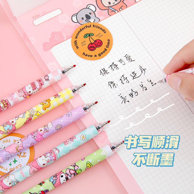 Cartoon Press Pen High Color Value Cute Girl Heart Sanrio Gel Pen Black ST Brush Pen 0.5 for Students
