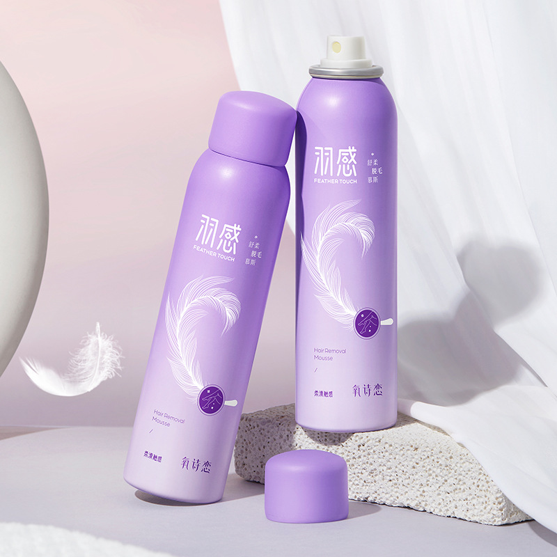 Крем для удаления волос Oxygen poetry love feather, комфортный и мягкий мусс-спрей, нежный и не возбуждающий, для удаления волос по всему телу