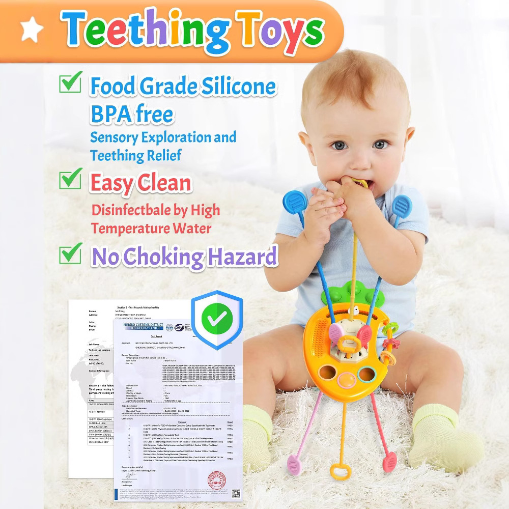 Cross-Border New Product Children's Cute Educational Chewable Radish Pull-Up Sensory Push-Pull and Press Fun Toy