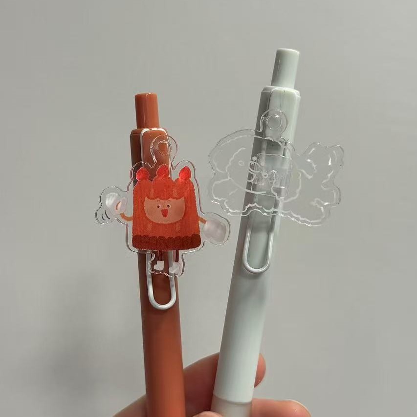 Cartoon Press Gel Pen Acrylic Soft Rubber Doll Head Signature Gift Pen Custom Pen Printing and Engraving Logo