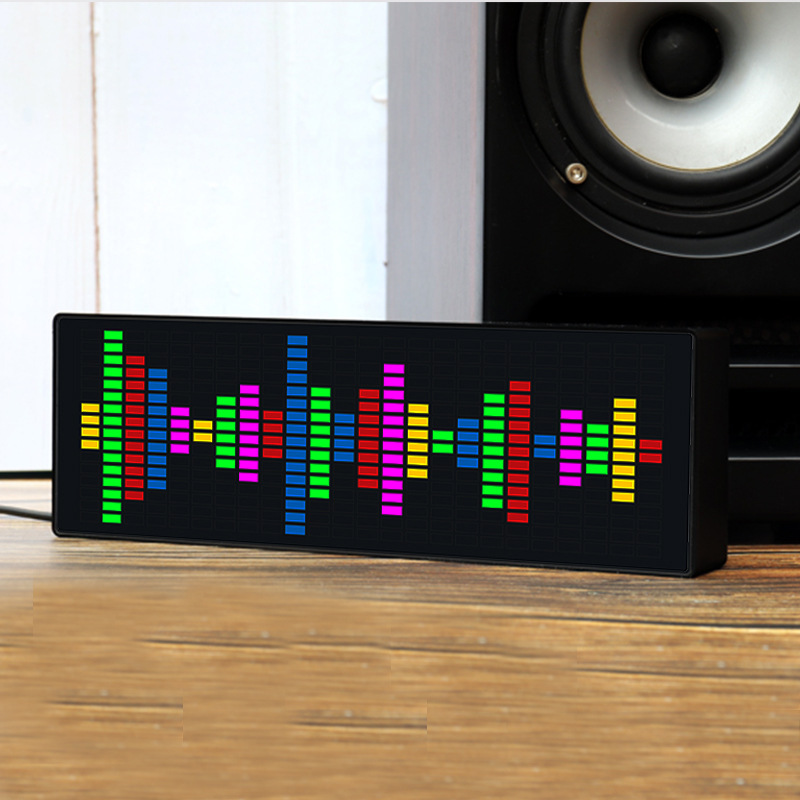 Colorful LED Music Spectrum Digital Clock Voice-activated Rhythm Light 1624RGB Sound Pickup Atmosphere Level Indicator