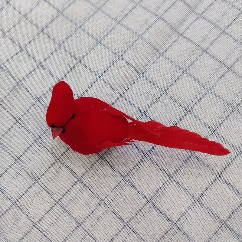 11cm Feather Red Bird Christmas Red Bird Artificial Bird Christmas Decoration Christmas Tree Light Red Bird Clip Style