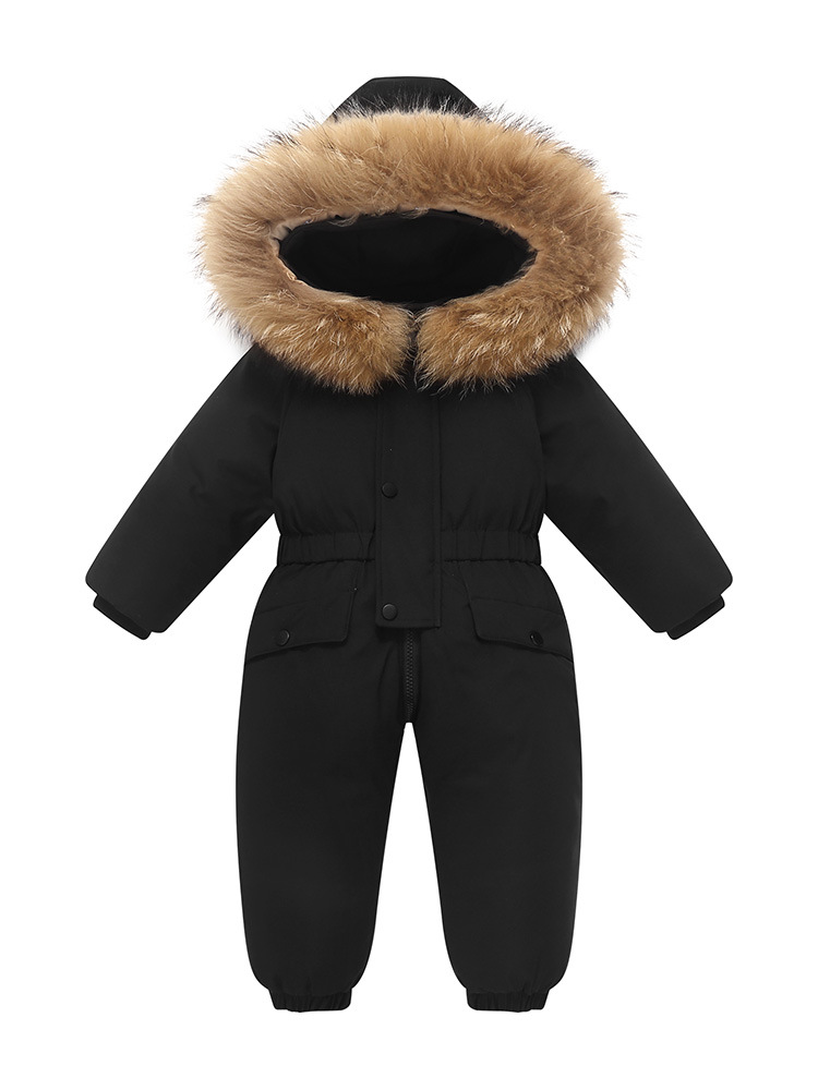 Factory Direct Sales 2025 Kidsren's down One-Piece Ski Suit 1-6 Years Old Thickeneded European and American Series Minus 35 Degrees Plus