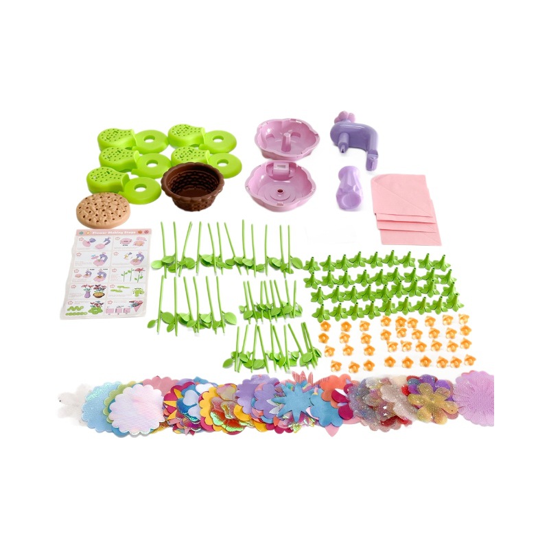 Cross-border explosions DIY fabric bouquet toys children's handmade kit embossing machine flower girl craft toys