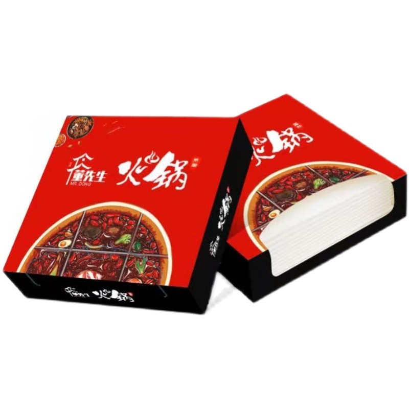 Customized Catering Paper Towels with Logo Printable Restaurant Small Square Box Napkins Custom Wholesale Boxed Advertising Paper Towels Customized