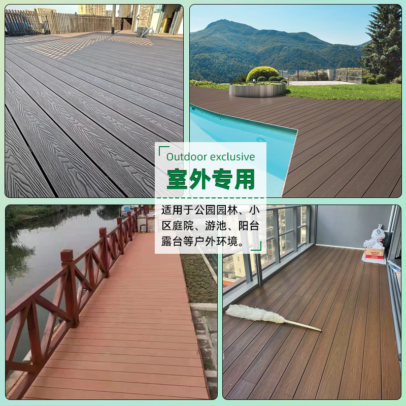 Wpc Wood Plastic Outdoor Floor Terrace Courtyard Garden Wood Grain Round Hole Co-Extruded Floor Pvc Outdoor Plastic Wood Floor Factory