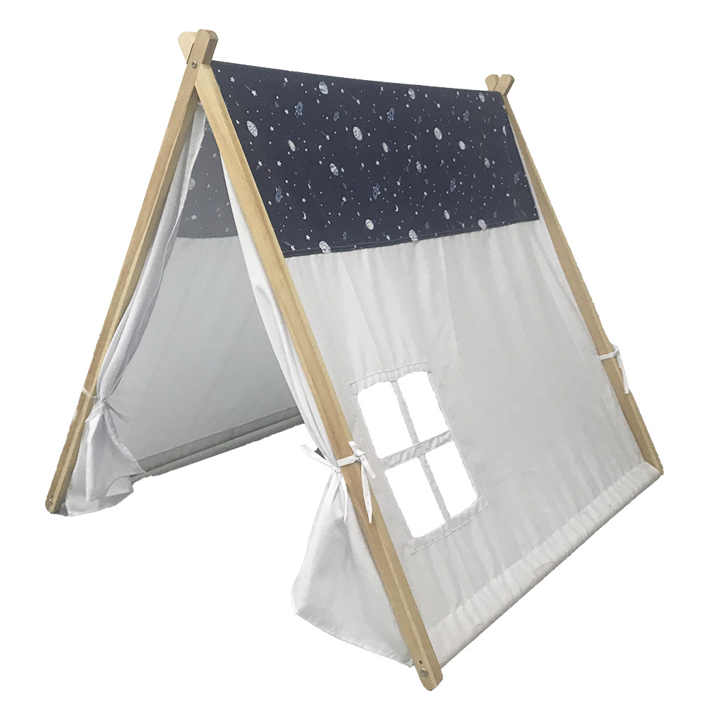 Manufacturers Custom Baby Toy Crawling Small Tent Window Canvas Wooden Frame Triangle Tent Kidsren's Indoor