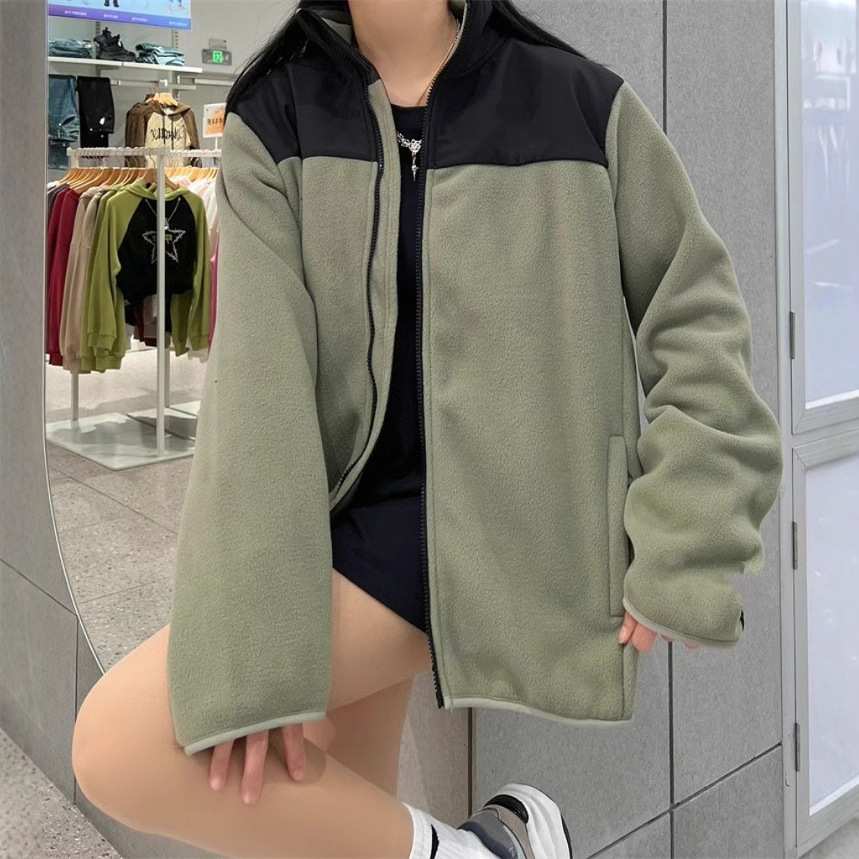 American version of 1990 jacket liner for men and women couples polar fleece three-in-one detachable fleece warm embroidered jacket