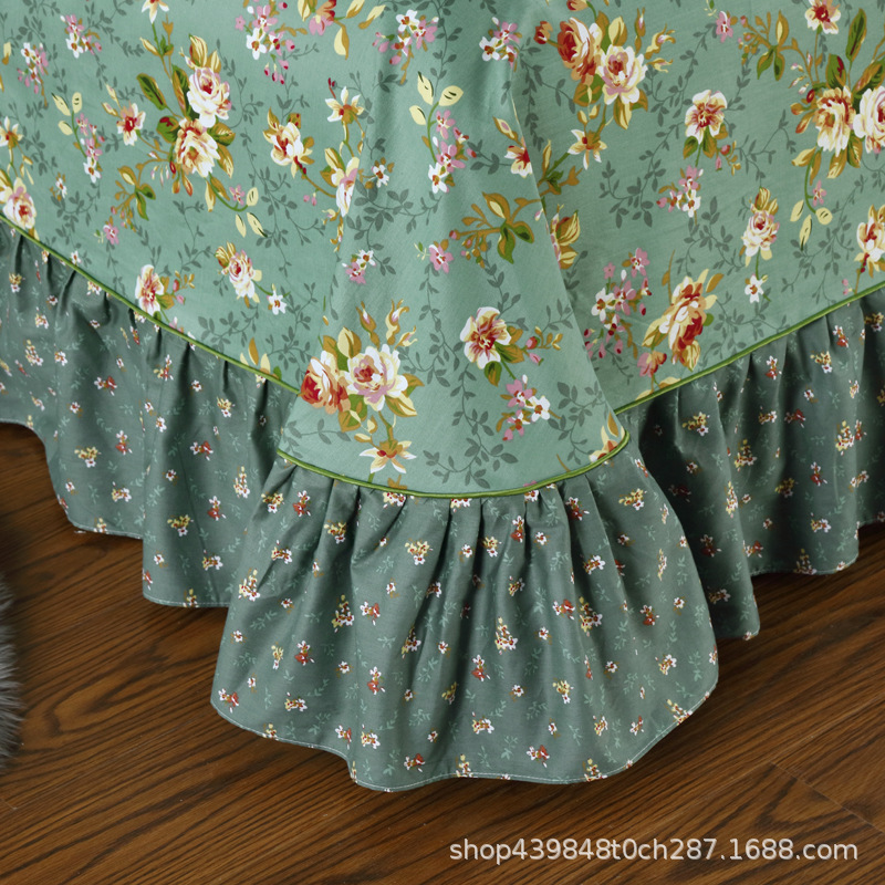 Ruffled Cotton Printed High Density Four-piece Set Korean Style Cotton Lace Multi-piece Set Pillowcase Quilt Cover Bed Sheet Single Piece