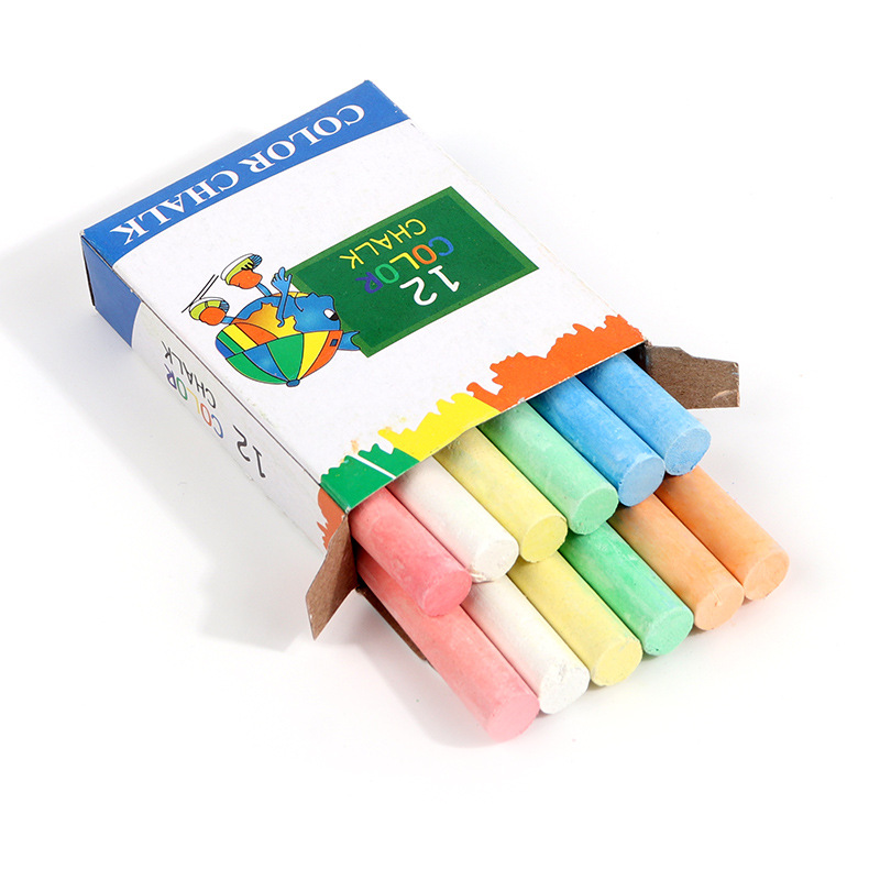 in stock wholesale gypsum powder ordinary whiteboard color chalk 12 children's drawing board/teaching supplies blackboard