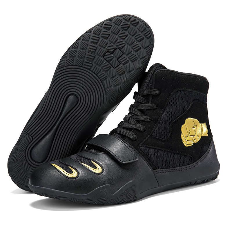 Boxing Shoes Men's and Women's Sanda Shoes Fighting Wrestling Shoes Fall Short-fall Boots Long Boots Beef Sole Wear-resistant Sole Boxing Shoes