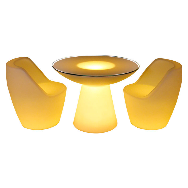 Led Rechargeable Remote Control Bar Tables and Chairs Luminous Furniture Dining Table Coffee Table Colorful Color Changing Luminous Plastic Luminous Tables and Chairs
