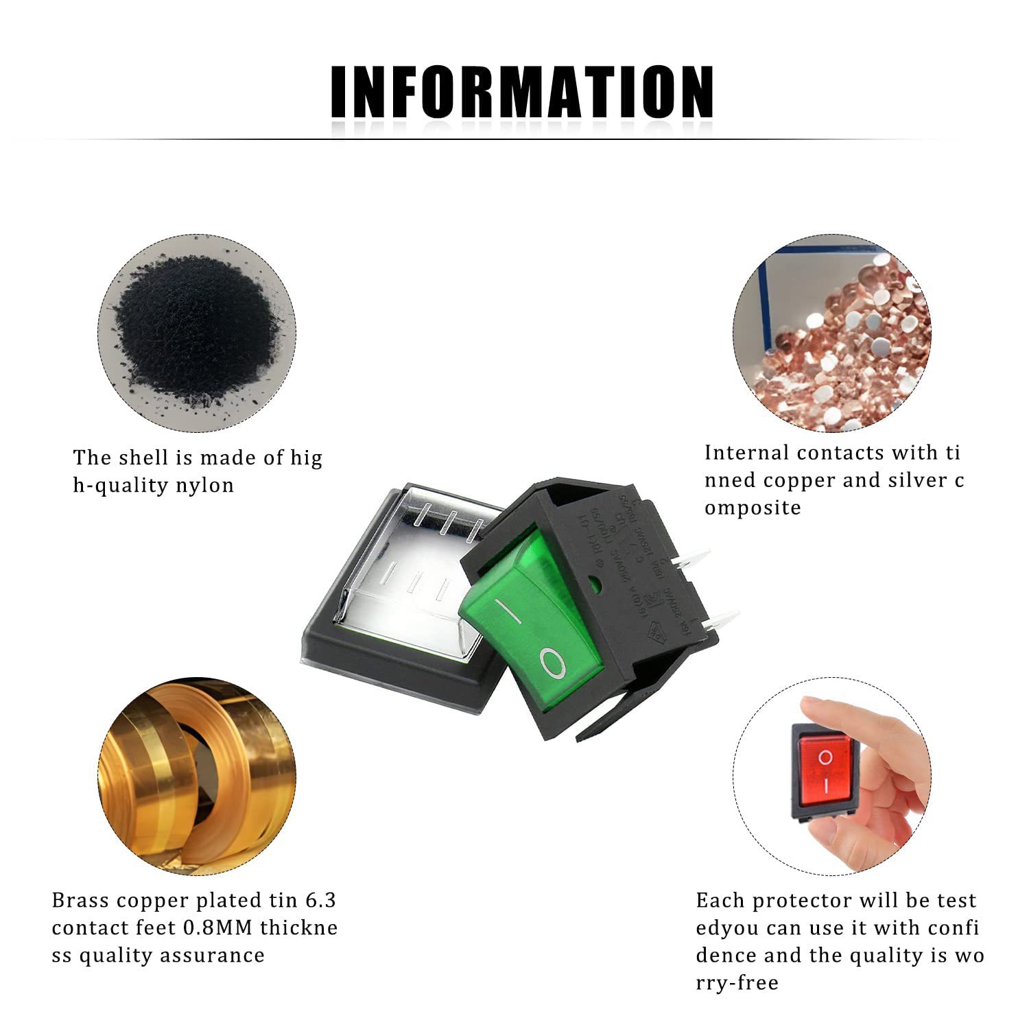 Jinxian 4 Stück Wippschalter, Ac 250V 16A 125V 20A Kippscha