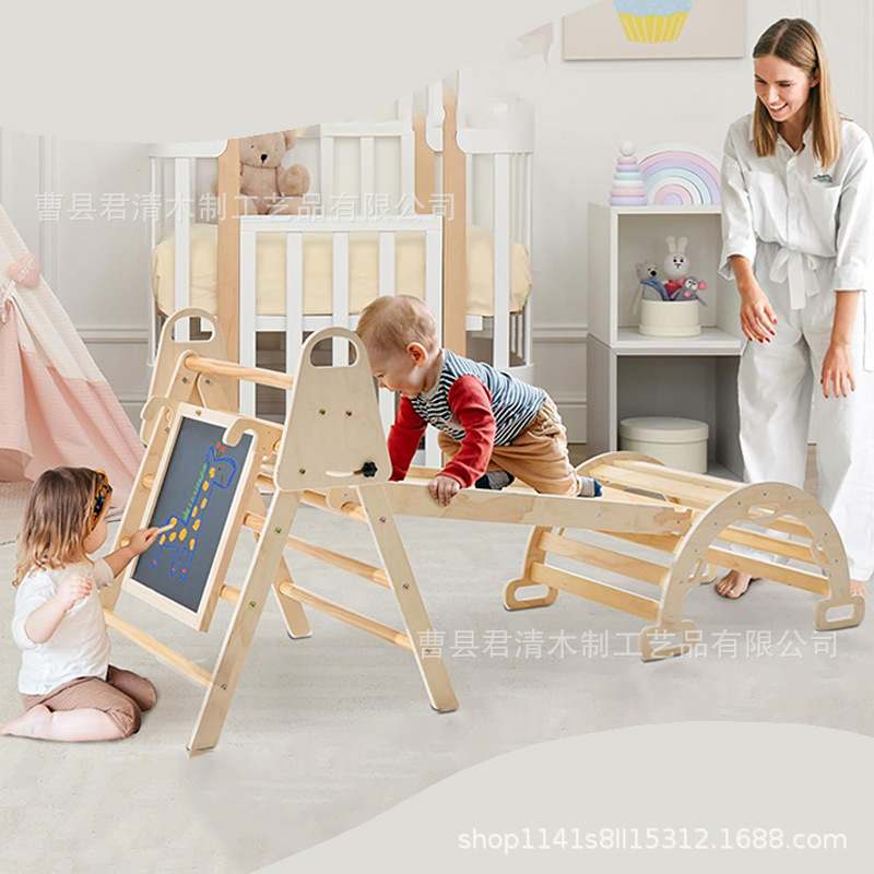 Кросс-граница Детский climbing frame Деревянный горка climbing frame Комбинированная игровая площадка с черной доской Образовательная игрушка climbing frame