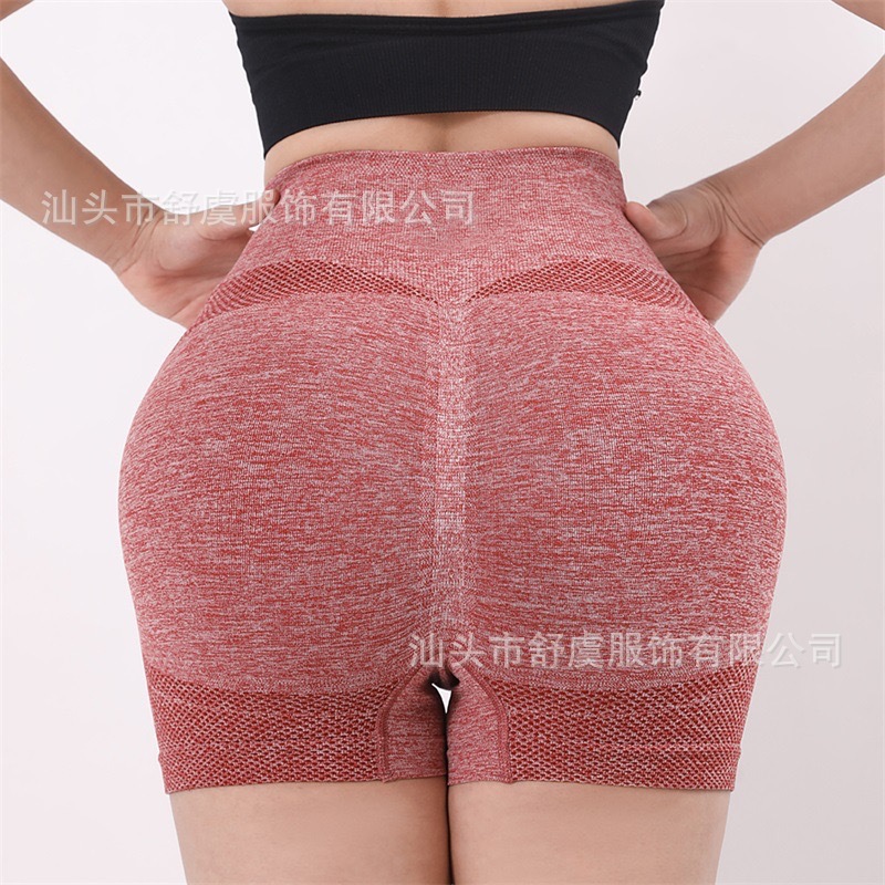Cross-border European and American Peach Hip Hip-lifting Fitness Pants Women's Yoga Abdominal Tinker High Waist Sexy Hip Outer Wear Running Shorts Women