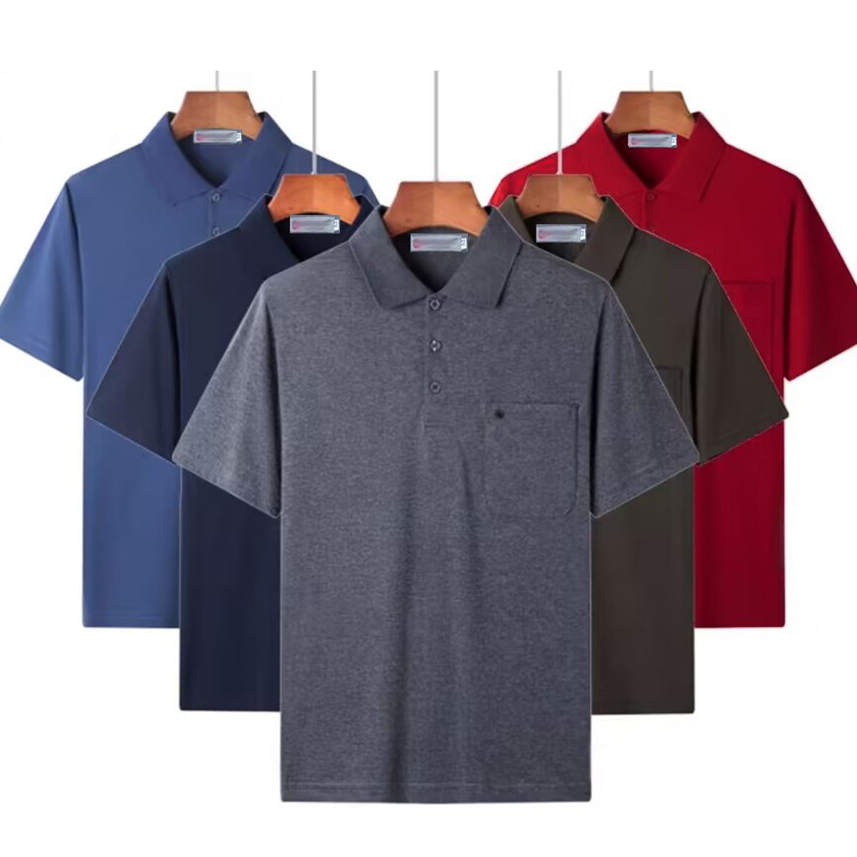 Летняя новая футболка с коротким рукавом для мужчин среднего возраста и пожилых с воротником, свободная футболка для папы, одежда из льда