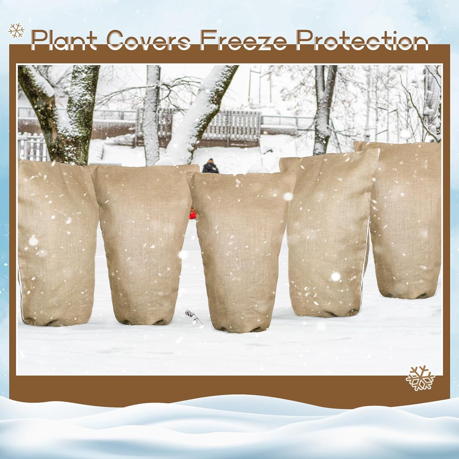 Plant Winter Protection Sack 77 X 100cm Breathable Plant Protection Cover Reusable Jute Material