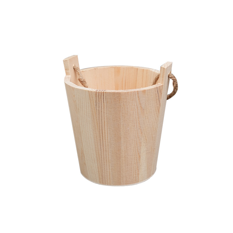 Wooden Small Wooden Barrel Home Bathroom Storage Wooden Barrel Wooden Toy Sand Barrel Sauna Room Pine Wood Binaural Flower Pot Barrel