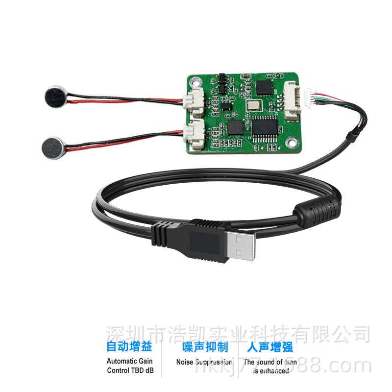 Haokai Dual Microphone Matrix Noise Reduction Array Ai Voice Interactive Echo Elimination Vocal Enhancement USB Driver-Free