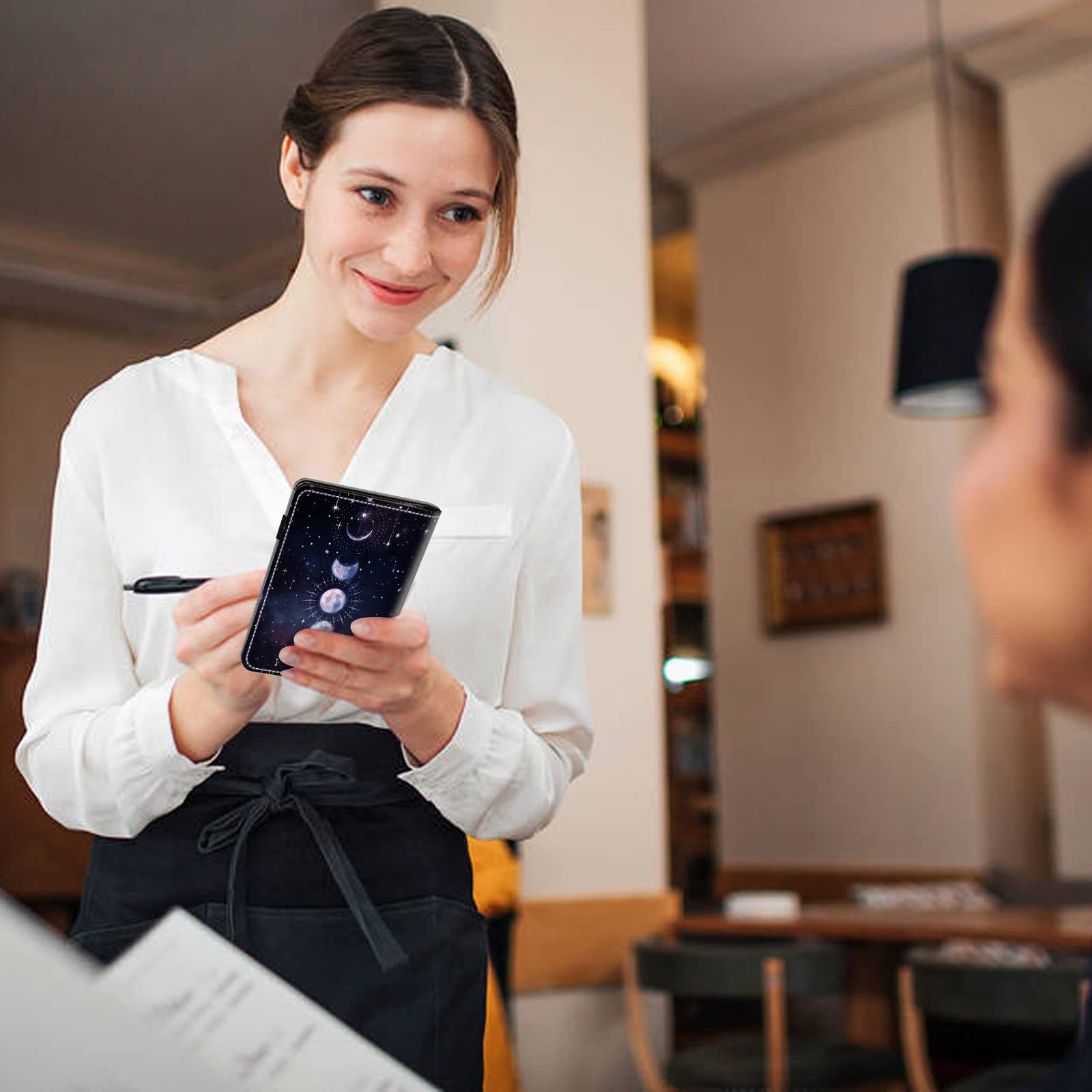 European and American pu waiter wallet tip menu clip hotel waiter a la carte leather case custom menu leather case