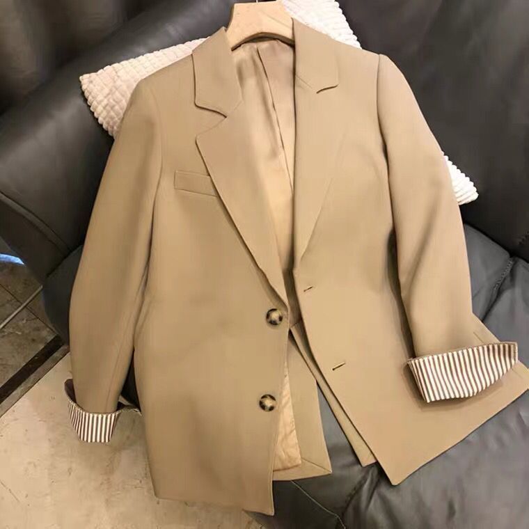 2025 Spring and Autumn New Women's Small Suit Jacket Autumn and Winter Niche British Style Casual Khaki Small Suit Jacket for Women