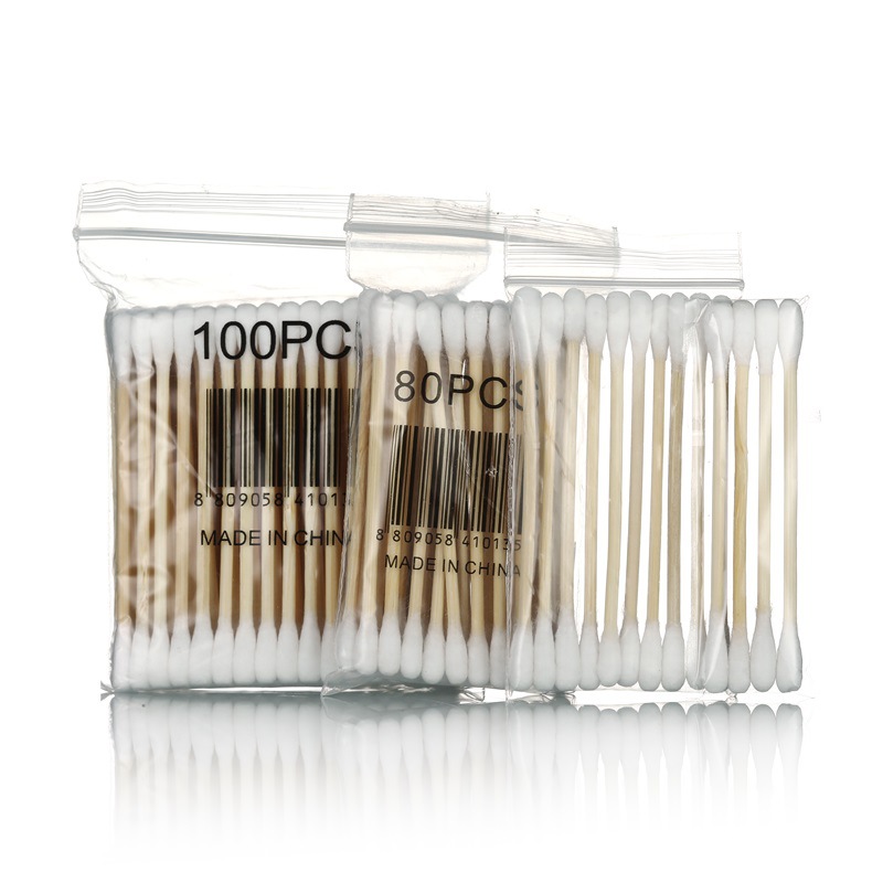 100 cotton swabs cosmetic double-headed bagged cotton swabs simple cotton swabs disposable makeup ear picking pedicure cotton swabs