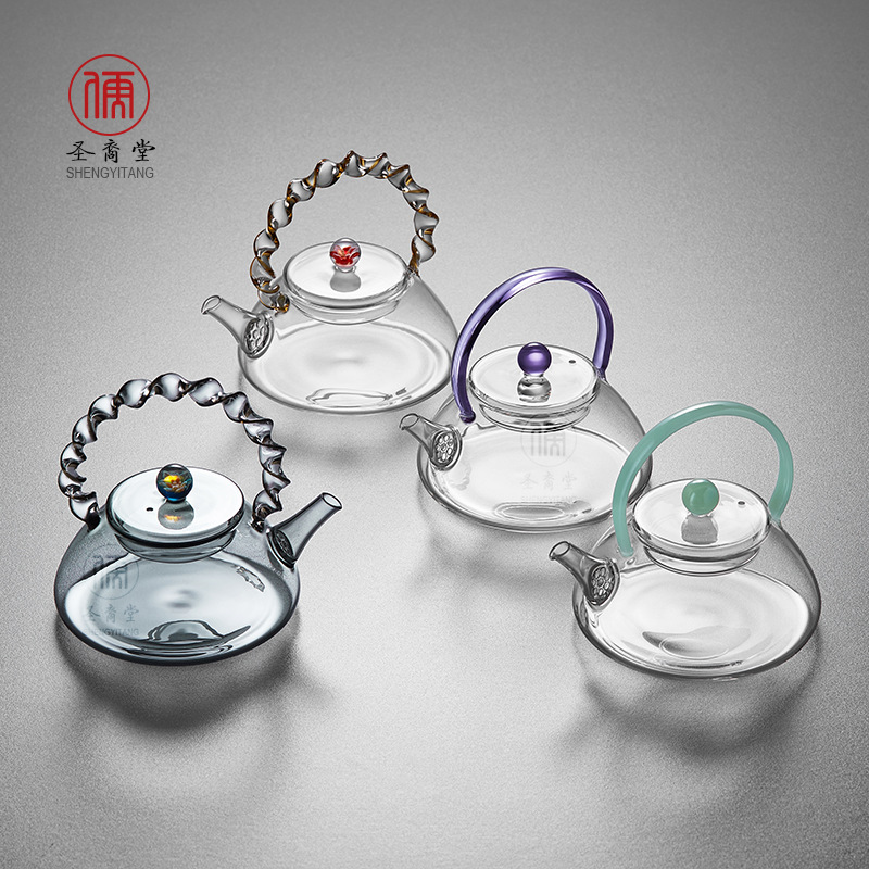 Shengyitang High-Looking Teapot Heat-Resistant Glass Kung Fu Green Tea Small Pot Household Filtered Scented Tea Coffee Teapot