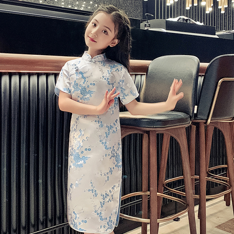 2025 children's cheongsam new summer and autumn retro western style princess dress Chinese style little girl dress wholesale