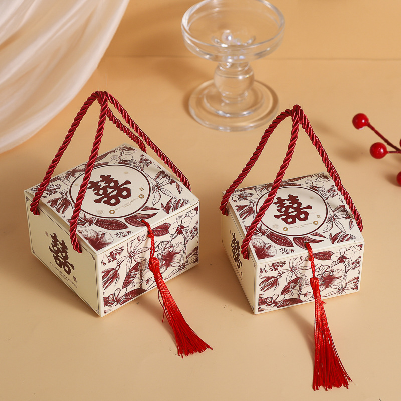 2025 New Chinoiserie Festive Candy Box Creative Gift Box Wedding Engagement High-End Candy Bag Packaging Box