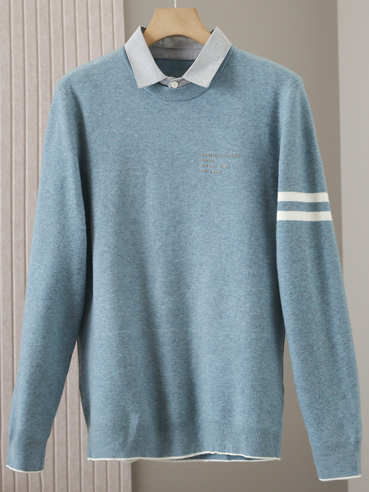 Свитер с фальшивым комплектом, осень-зима, модный, молодежный