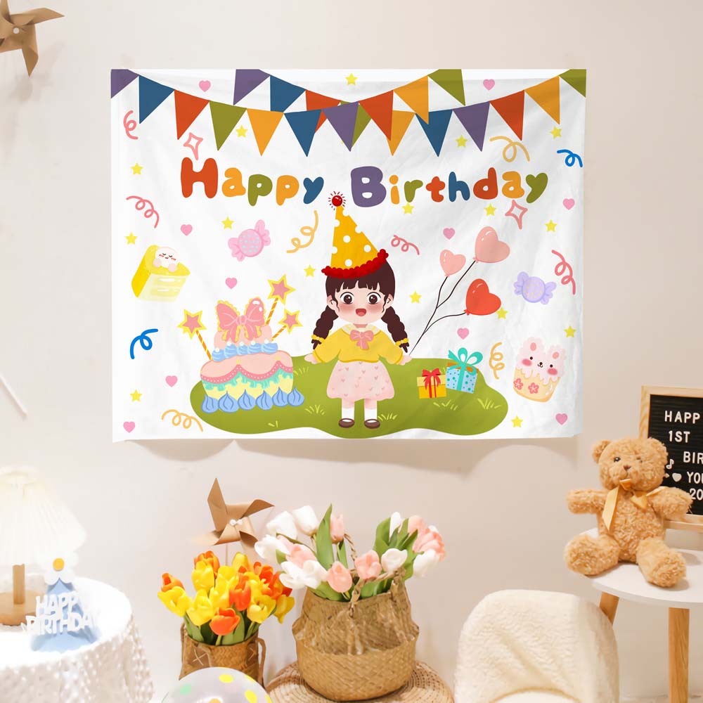 Korean-Style Instagram Birthday Backdrop Hanging Cloth for Children's Parties, 100-Day Celebration, First Birthday Decoration Cloth, Wall Cloth for Photo Shoots, Instagram Style