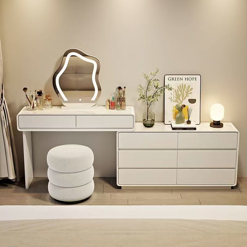 Dressing Table Home Bedroom Modern Simple Drawer Cabinet Integrated Cream Style Small Apartment Retractable Storage Cabinet Dressing Table