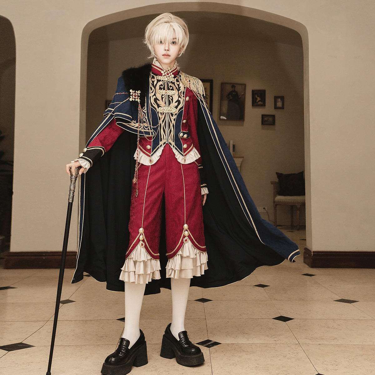 Xiong Doujiang Original Design Royal Glory Lolita Women's Lolita Cloak Top Pants Suit 7169