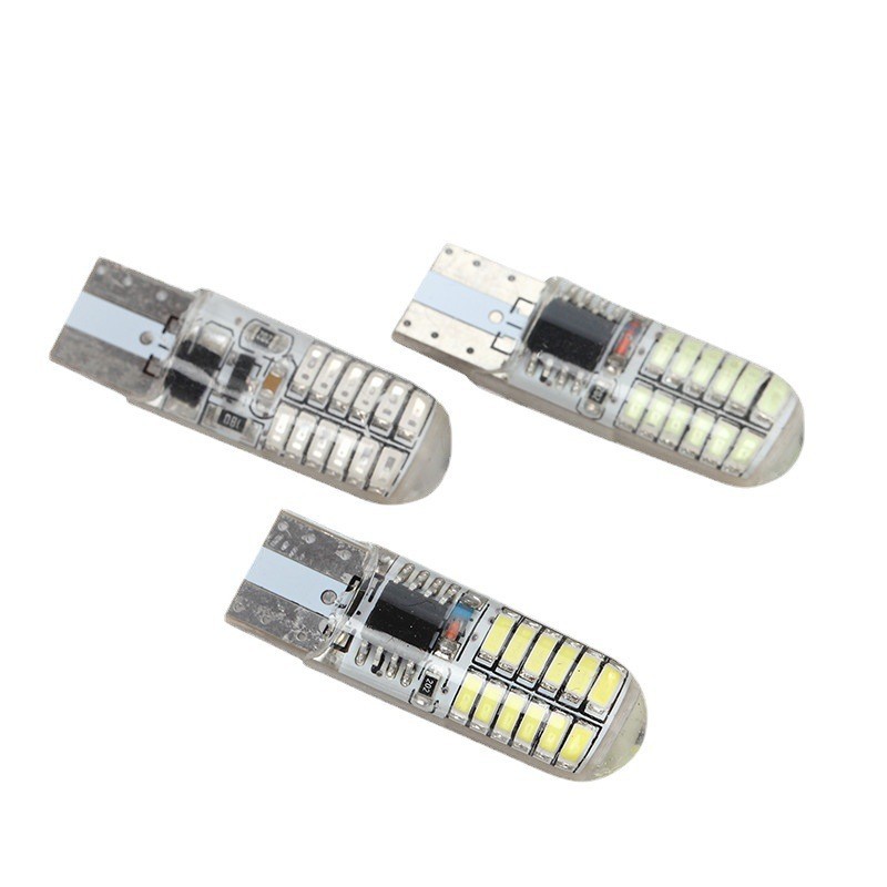 T10 3014 24SMD лампа индикатора ширины LED маленькая лампа силиконовая вспышка лампа номерного знака кристальная лампа двусторонняя