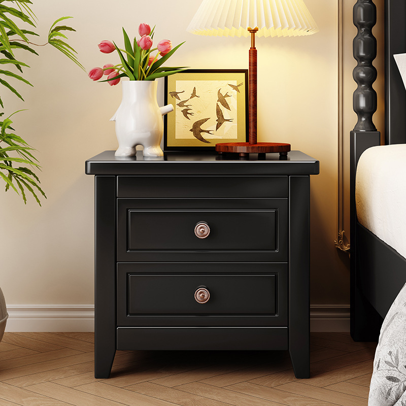 Французский прикроватный столик из массива дерева с ящиком современный простой стеклянный ретро мебель для спальни
