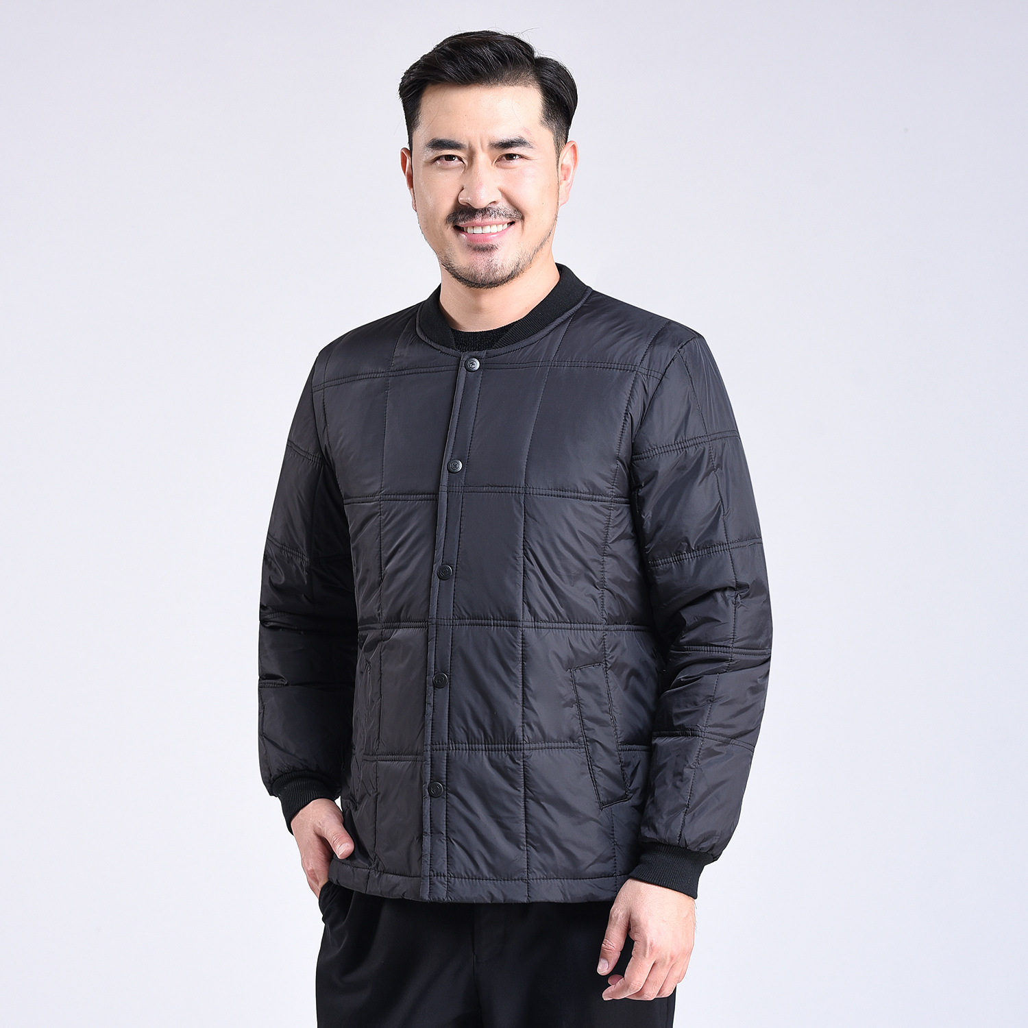 Утепленная куртка с воротником-стойкой для мужчин среднего и пожилого возраста, длинный рукав, оптовая продажа