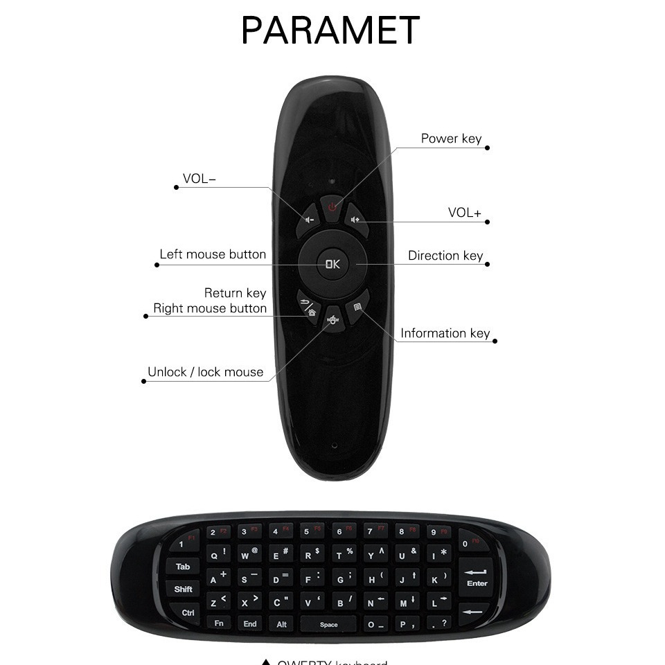 Air flying squirrel C120 backlit voice keyboard remote control wireless air flying squirrel mini keypad mouse