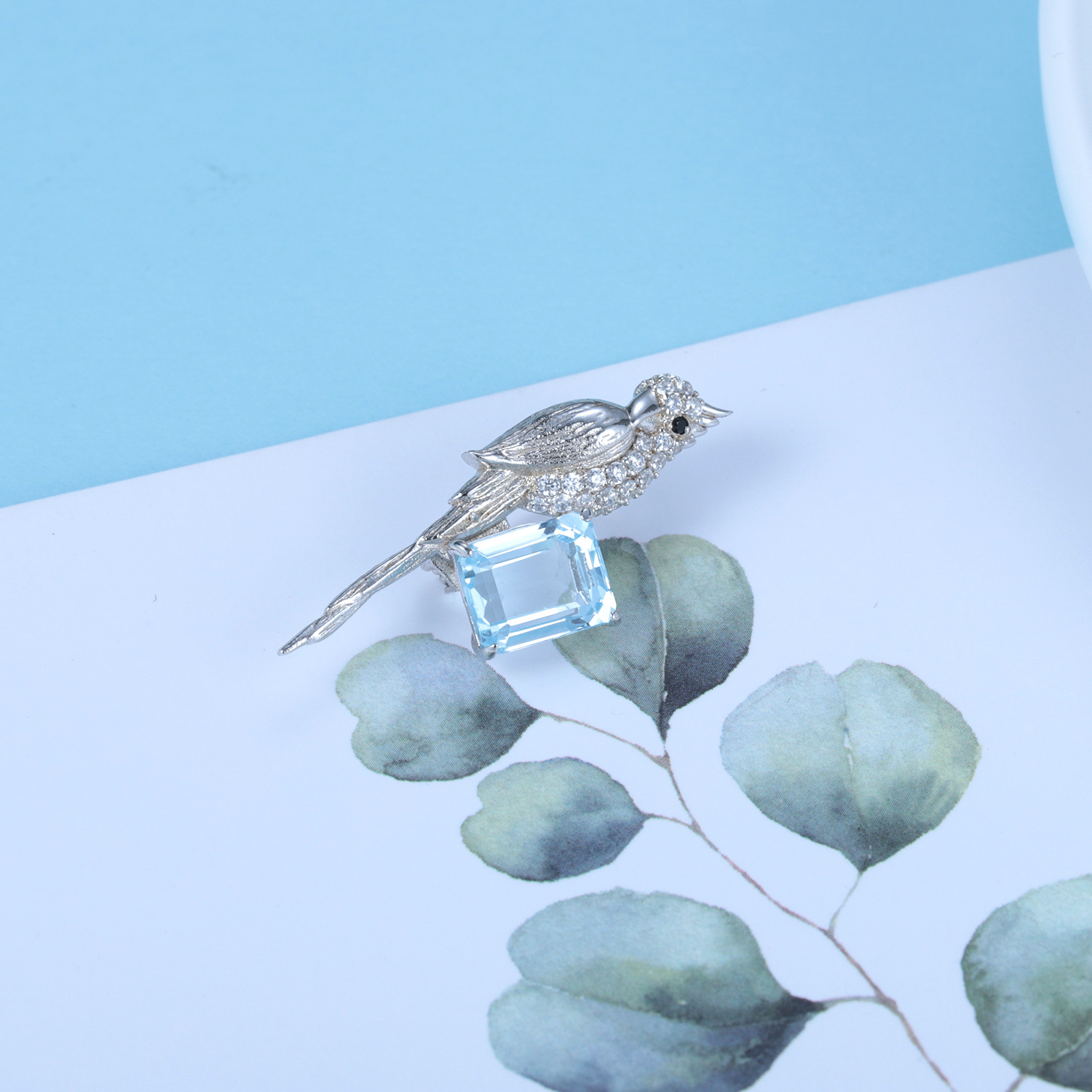 Designer brooch pendant dual-purpose bird original design 925 silver natural gemstone amethyst necklace pendant