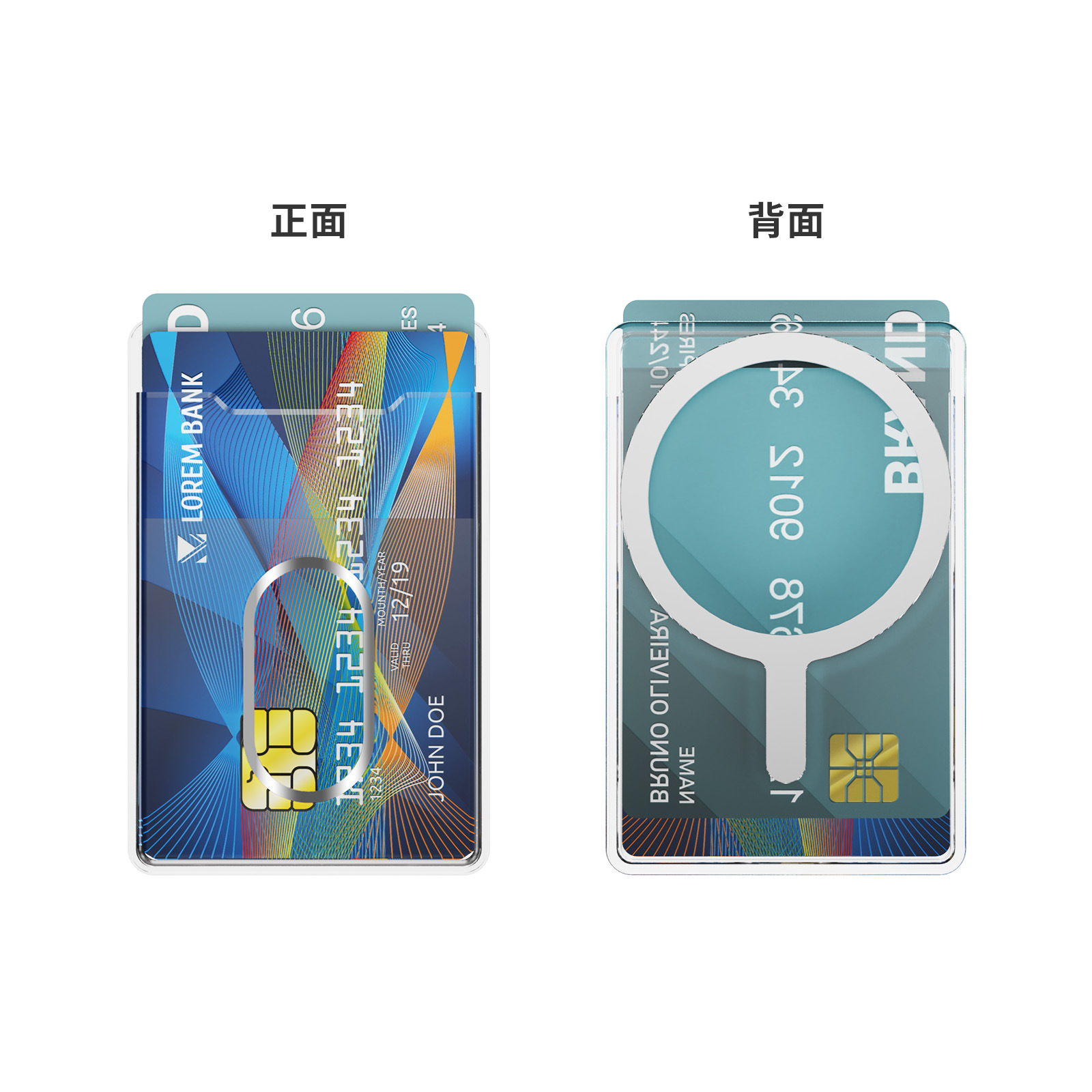 Vertical card B magnetic ring for Apple Samsung mobile phone universal magnetic absorption high permeability PC card bag can hold two cards