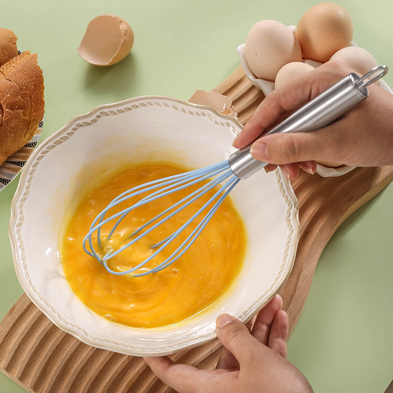 Manual Stainless Steel Handle Silicone Multi-use Egg Beater Cake Cream Beater Hand Mixer Baking Tool