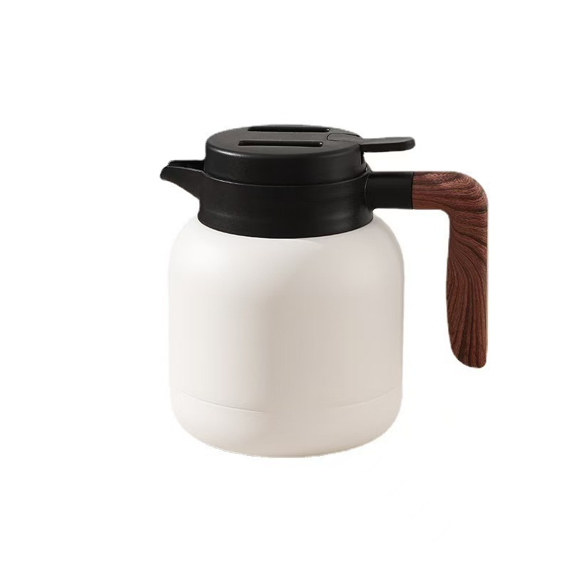 Large-Capacity Wood Grain Handle Office Tea Water Separation Stewing Teapot Household Portable Insulated Kettle Portable Frosted Texture