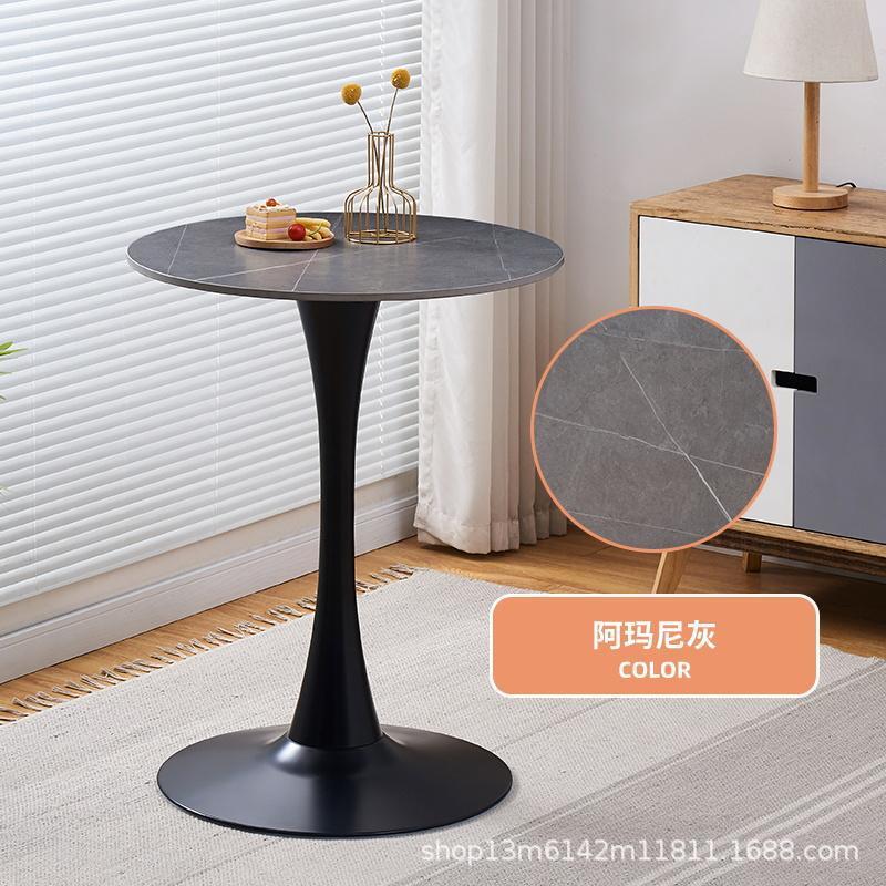 Negotiation Table, Home Side Table, Business Negotiation Small Round Table, 4S Store Modern Accessible Luxury Style Slate Leisure Small Table