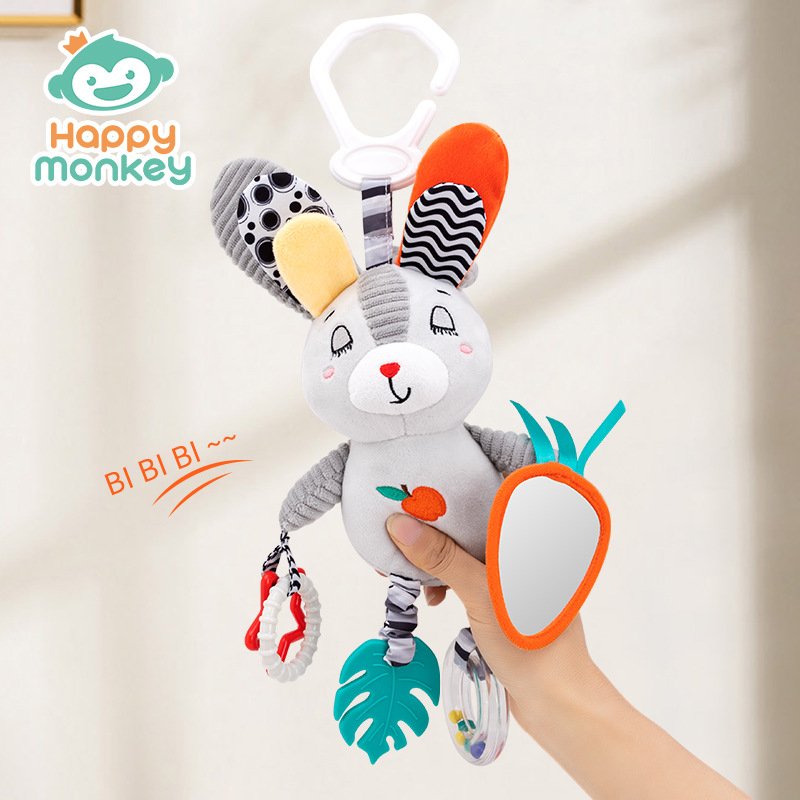 Happy Monkey Baby Comfort Toy Infant Lathe Hanging Rattle Bed Bell Newborn Educational Gift