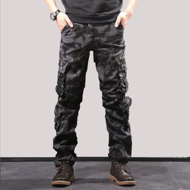 Outdoor Men's Multi-Pocket Overalls Robust Wear-Resistant Pure Cotton Casual Work Clothes Trousers Youth Labor Protection Loose Plus Size