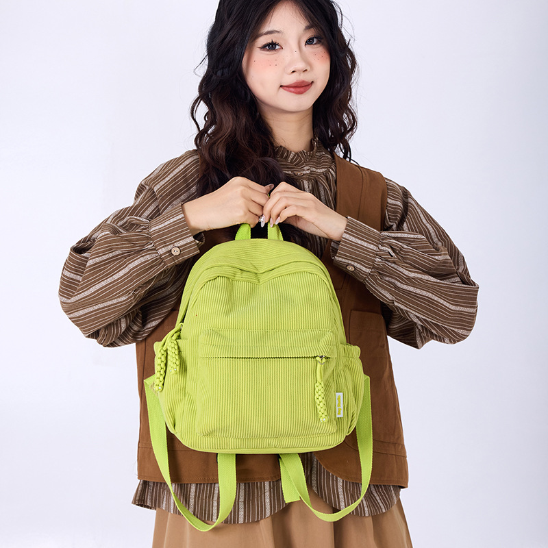 Corduroy Small Backpack for Women 2025 Winter New Japanese Style Casual Simple Versatile Travel Shopping Soft Girl Backpack