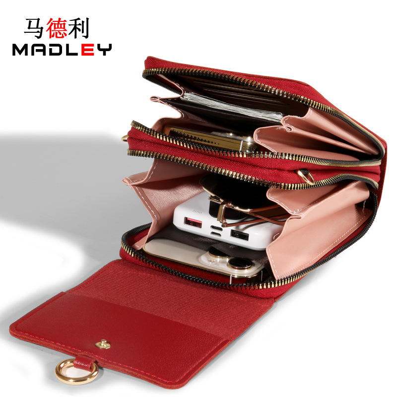 MADLEY Touch Screen New Crossbody PU Leather Mobile Phone Wallet Women's Korean Style Retro Solid Color Shoulder Women's Small Satchel