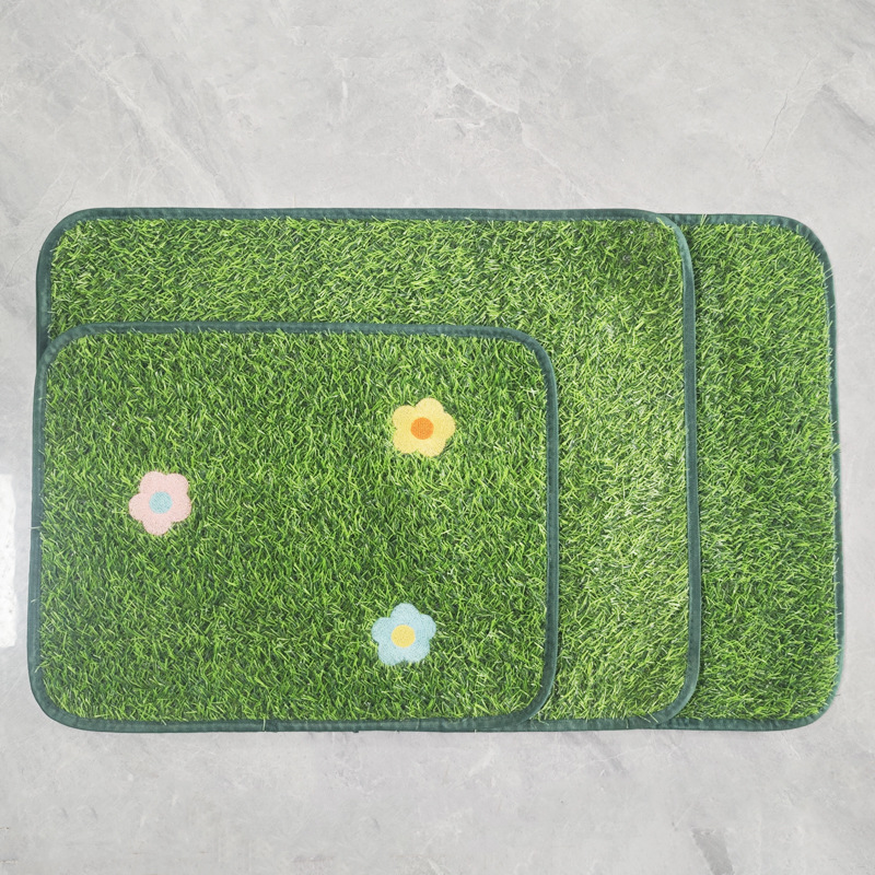 Embroidered Artificial Turf Pet Toilet Mat Balcony Imitation Embroidered Carpet Mat for Dogs and Cats to Use for Defecation