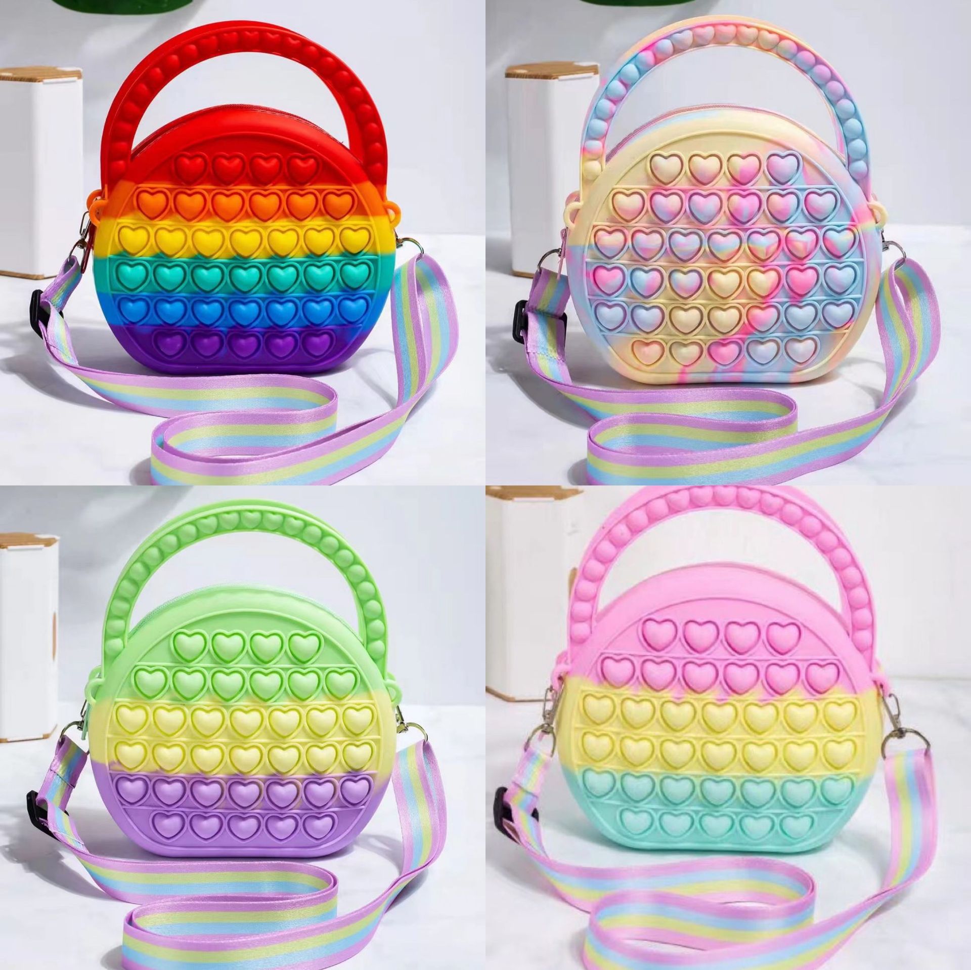 Cross-Border Rodent Control Pioneer Silicone Handbag Heart-Shaped Bubble Handbag Women's Crossbody Shoulder Bag Children's Coin Purse