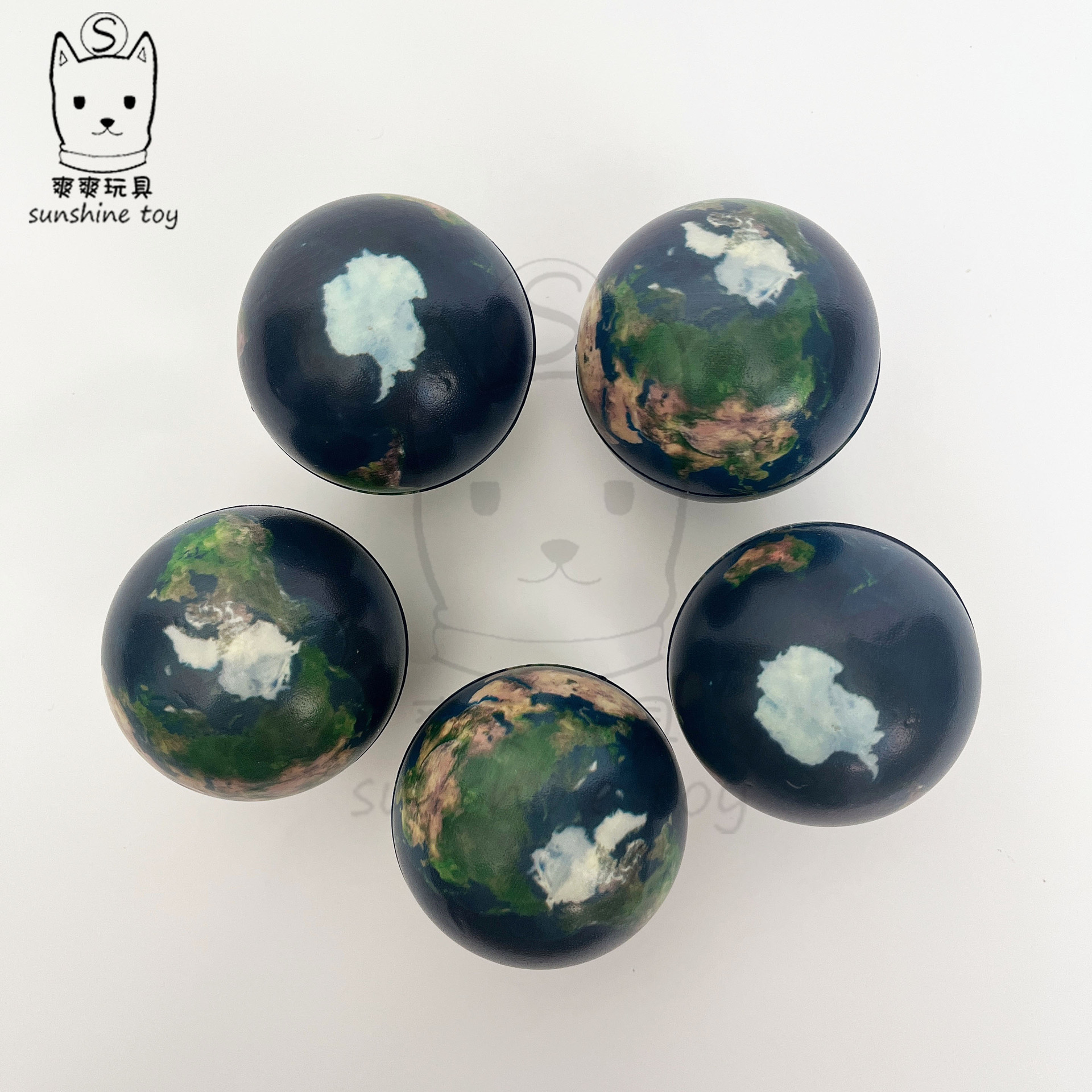 Cross-border wholesale Pu Earth 63mm stress ball children's decompression toy ball science and education map foam sponge globe